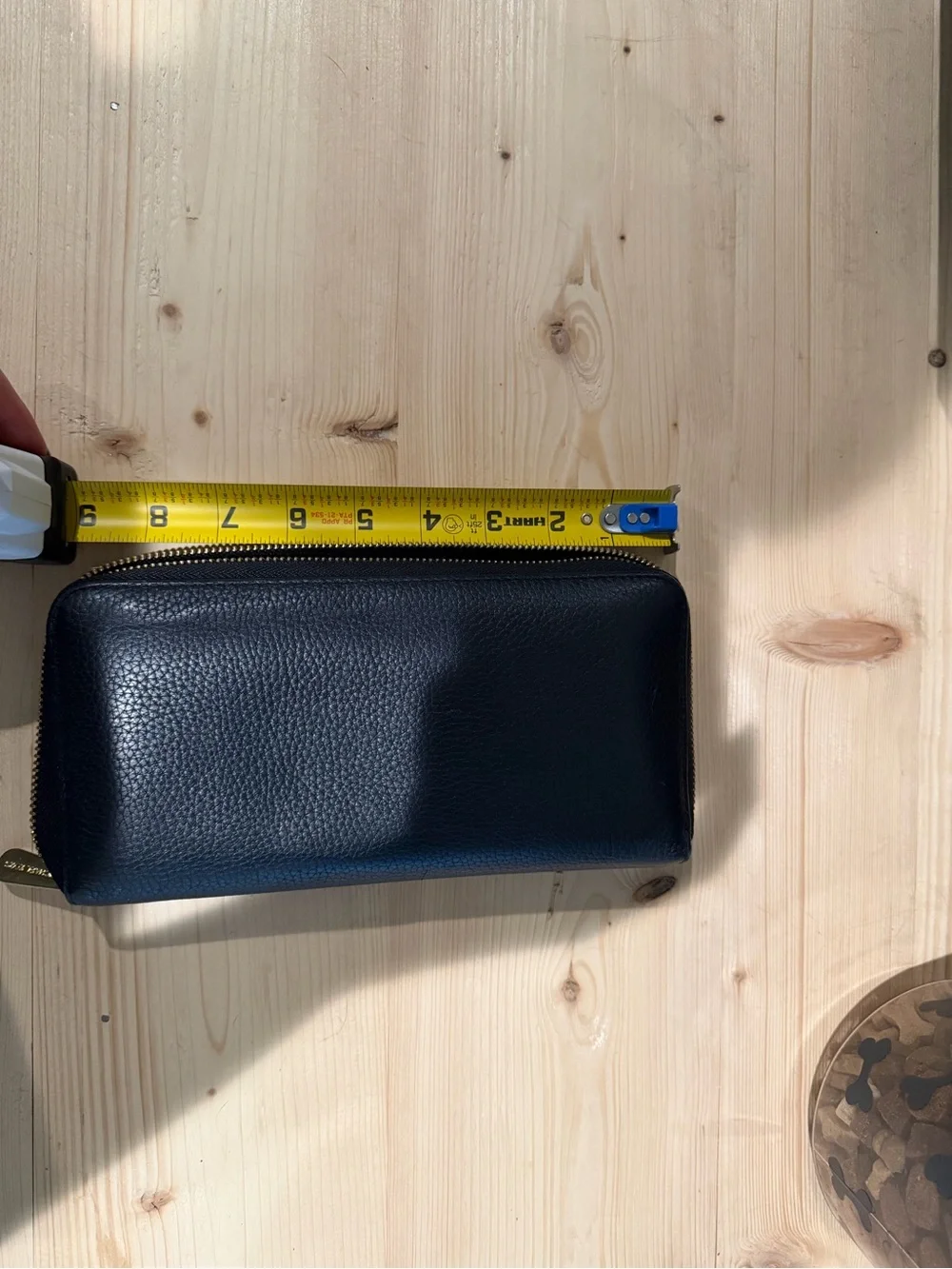 Michael Kors Black Pebbled Leather Zip Wallet with Gold Plate
